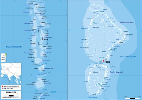 Maldives Map Physical Worldometer