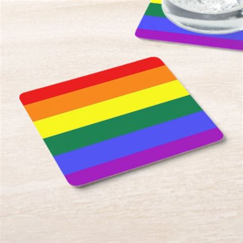 Gay Lesbian Lgbt Rainbow Pride Flag Square Paper Coaster Zazzle