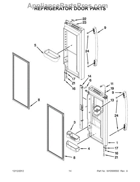Parts For Whirlpool GI6FDRXXB08 Refrigerator Door Parts