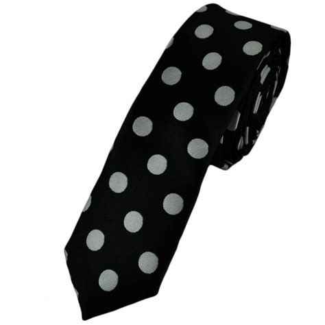 Black And Silver Polka Dot Skinny Tie From Ties Planet Uk