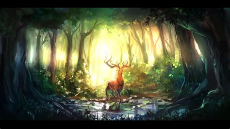 Nature Animals Forest Digital Art Deer Wallpapers Hd Desktop And