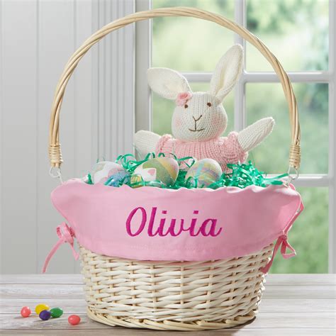 personalized light pink easter basket with liner easter etsy