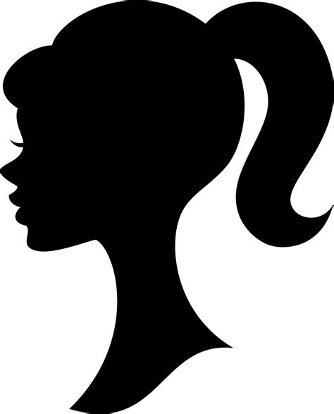 Barbie Png Black And White Barbie Head Silhouette Transparent Png