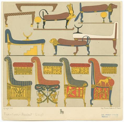 Egyptian Beds Chairs And Chests From New York Public Library Digital