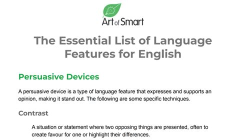 The Essential List Of Language Features For English 📝