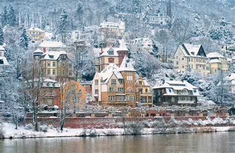 Winter Heidelberg Germany Гейдельберг Путешествия Река