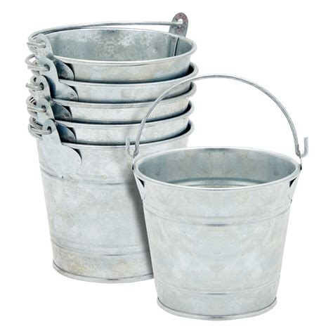 6 Pack Small Galvanized Metal Buckets With Handles Mini Tin Pails For