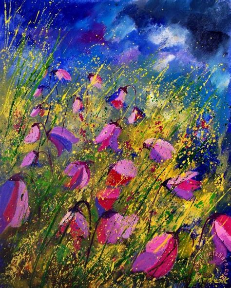 Pol Ledent Purple Wild Flowers Art Print For Sale