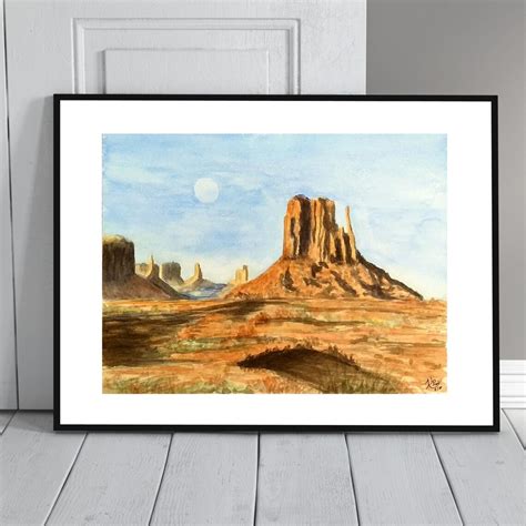 Desert Sunset Watercolor American Southwest Monument Valley Original