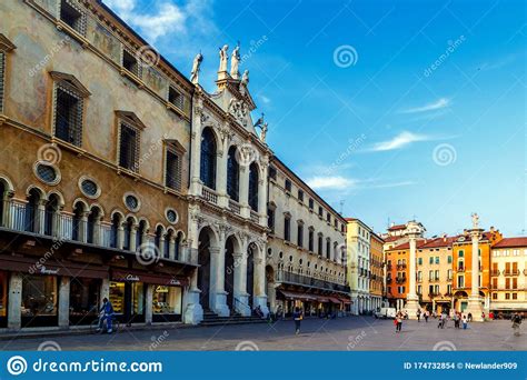 Church Of St Vincent And Columns With Sculptures Of Piazza Dei Signori