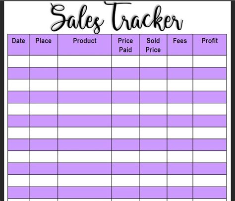 Sales Tracker Printable Sales Log Income Tracker 2 Etsy Australia