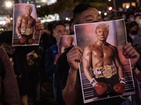 Hong Kong Protesters Waved Posters Of Trumps Rocky Tweet To Thank Him