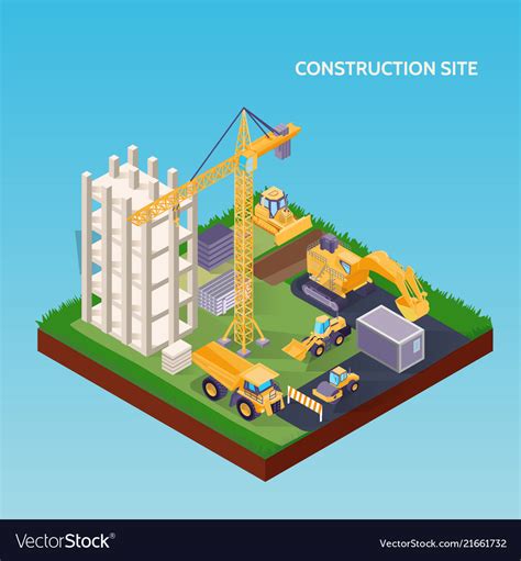 Construction Site Isometric Concept Royalty Free Vector