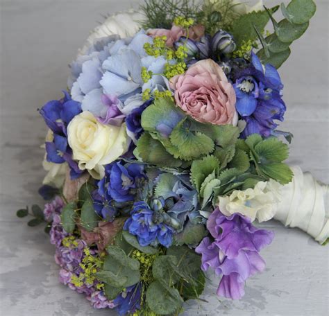The Flower Magician Blue And Lavender Wedding Bouquet