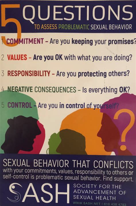 poster of five questions to assess problematic sexual behavior bill herring lcsw csat