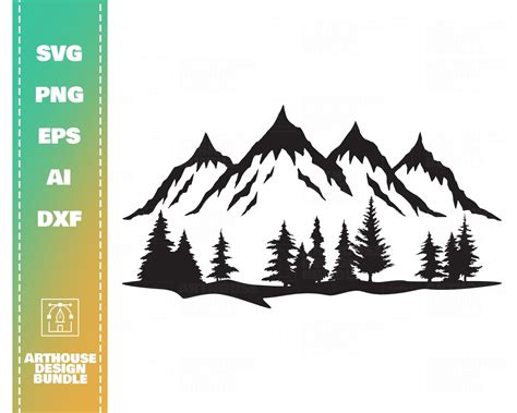 Silhouette Svg Cut File Outdoors Pine Trees Wedding In Mountain And