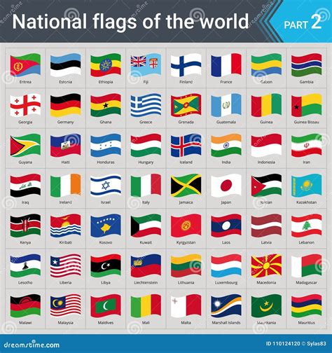Banderas Que Agitan Del Mundo Colección De Banderas Sistema Completo
