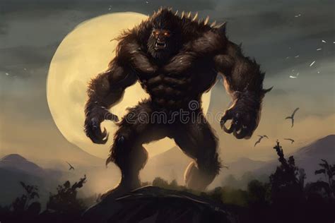 Fantasy Creature Werewolf Neural Network Ai Generated Stock
