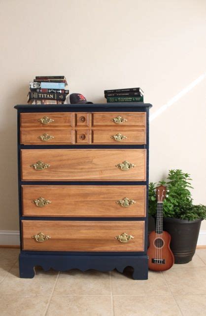 It is made from solid wood with wood veneers in your choice of finish. DIY cherry stain and navy paint dresser. $175 at ...