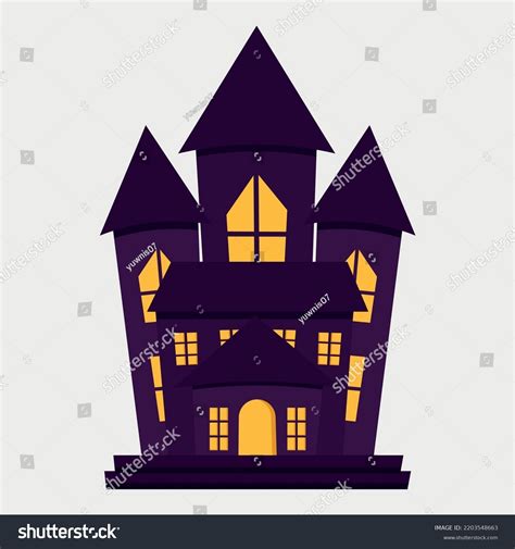 Drak Purple Ghost House Vector Clipart For Royalty Free Stock Vector