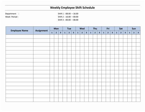 Printable Monthly Employee Schedule Template