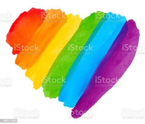 lgbt pride month watercolor texture concept rainbow flag brush style in heart shape isolate on