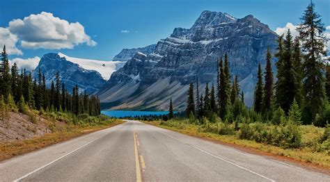 Free Download Canada Canadian Rockies Road Trees Lake Mountains