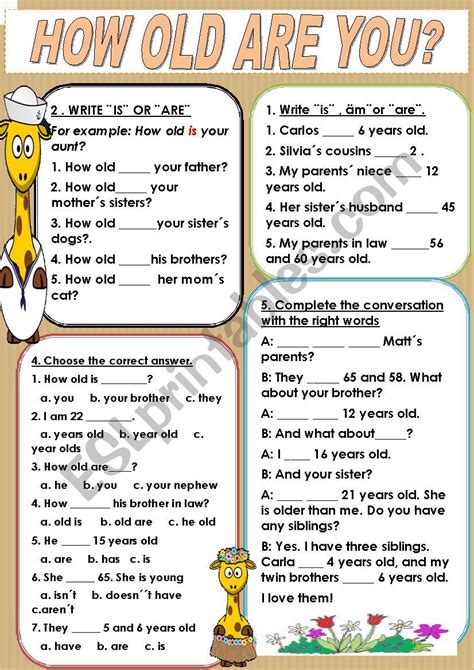 How Old Are You Esl Worksheet By Kali
