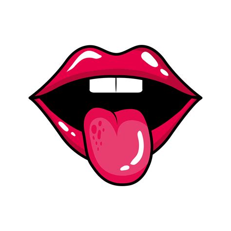 Sexy Mouth With Tongue Out Pop Art Style Icon Vector Art At
