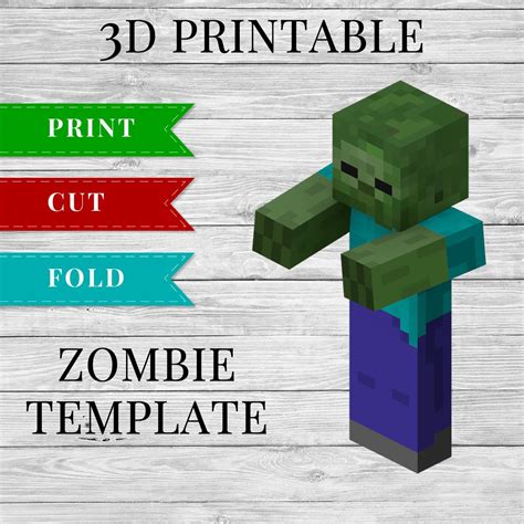 Zombie Printable Minecraft Zombie Papercraft Template