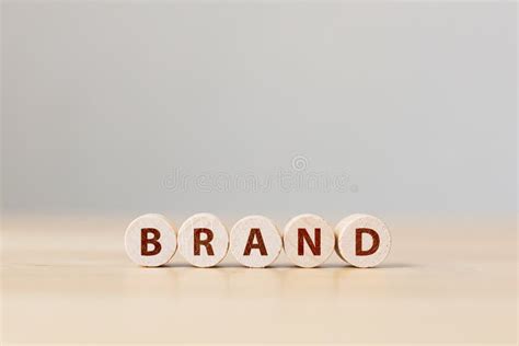 Wood Cube Block With Word Brand On Wooden Table Stock Photo Image Of