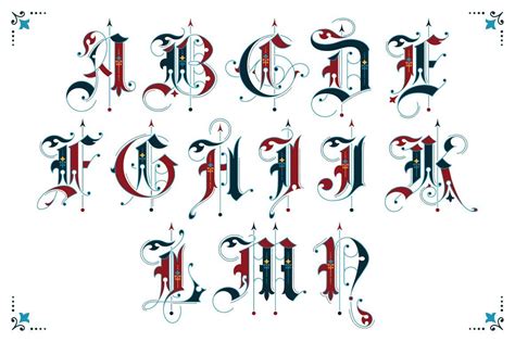 Gothic Ornamental Alphabet Lettering Alphabet Lettering Fonts Alphabet