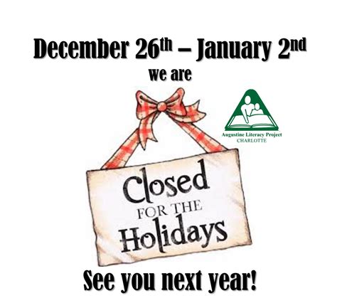 Closed For The Holidays 5 Augustine Literacy Project Charlotte