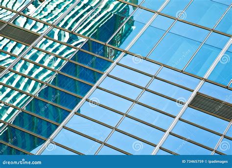 Modern Office Architectur At Blue Glass Wall Backgrounds Stock Image