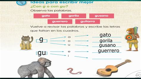 ¿con G O Con Gu 2° Lengua Materna Español Pág177ideas Para