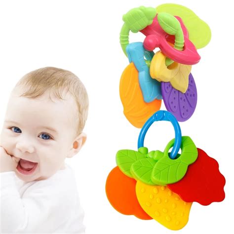 Baby Teether Fruit Shape Silicone Safe Teething Chew Toys Infants