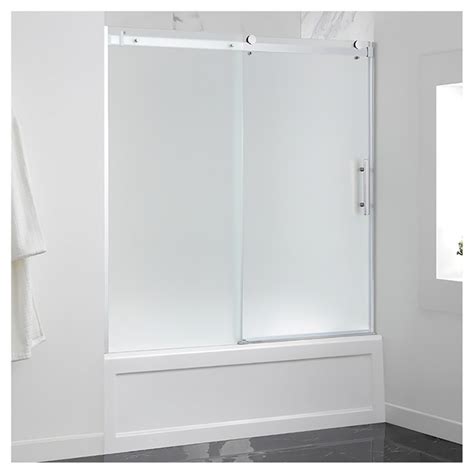 You can also choose different looks like gray glass, rain glass, frosted glass and more. OVE Sliding Frosted Glass Tub Door - 60" - Chrome TDFR ...
