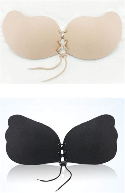 Sexy Front Lacing Gather Invisible Silicone Strapless Self Adhesive Bras Adhesive Bra Self
