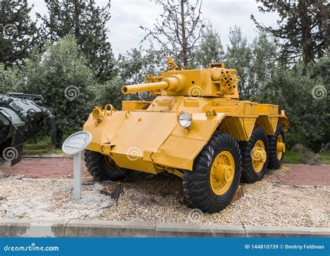 British Fv601 Saladin Armored Car Is On The Memorial Site Near The
