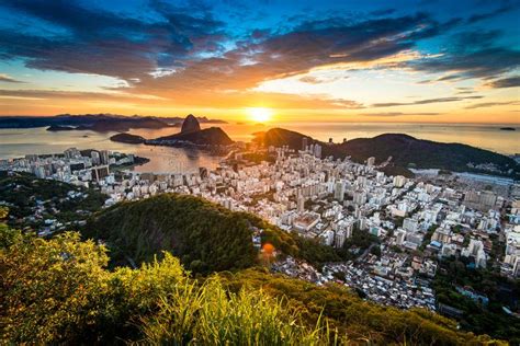Beautiful Sunrise In Rio De Janeiro Brazil Stock Photo Image Of