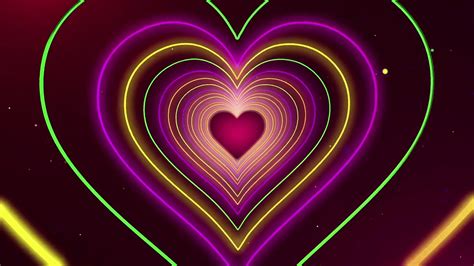 4k Abstract Neon Lights Hearts Tunnel Vj Motion Background Free Vj