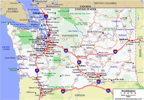Washington State Driving Map Usawa1 Pacific Northwest