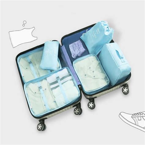 6pcsset Luggage Travel Packing Bags Packing Cubes Organizer Clothes