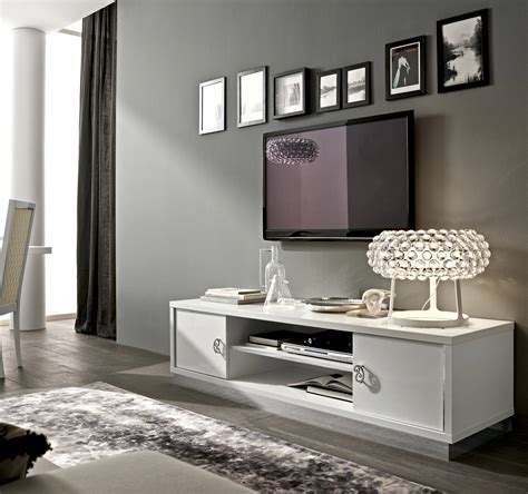 Long White Contemporary Tv Stand Base In Lacquers Washington Dc Esf