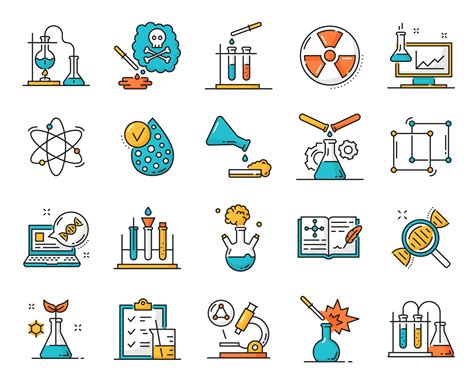 Genetics Medicine And Physics Science Line Icons 23555248 Vector Art At