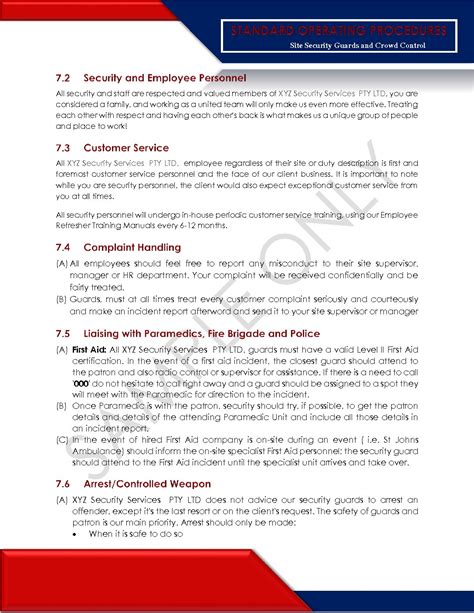 0114 Site Security Officer Standard Operating Procedure Security