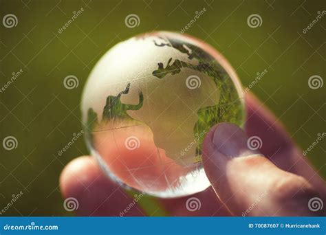 Macro Photo Of Glass Globe In Human Hand Stock Image Image Of Macro Crystal 70087607