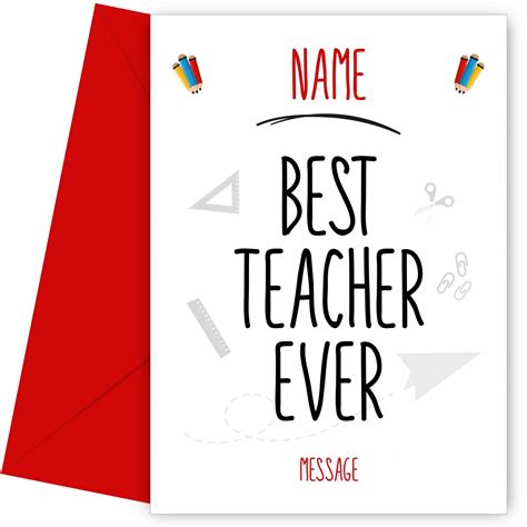 Personalised Best Teacher Ever Card End Of Term Head Teaching Assistant