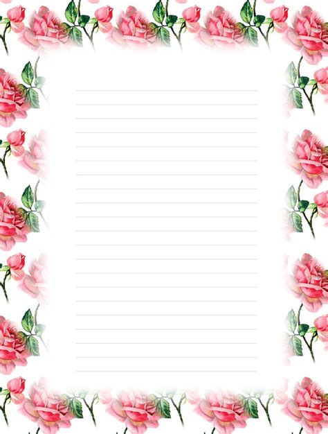 Free Printable Lined Paper With Decorative Borders Pdf Rustic Floral