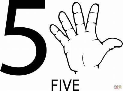 Asl Five Number Coloring Pages Numbers Language
